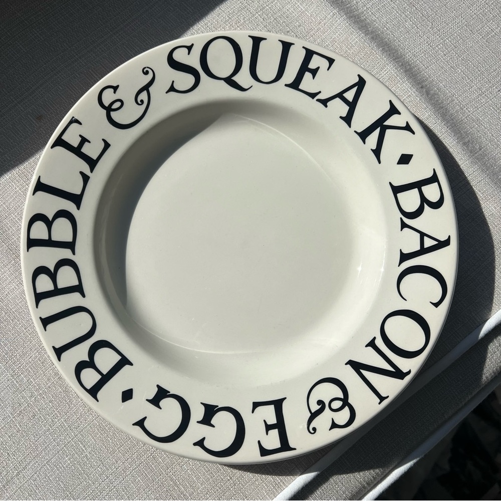 Emma Bridgewater Plates - set of 6! Bacon & Eggs. Bubble & Squeak